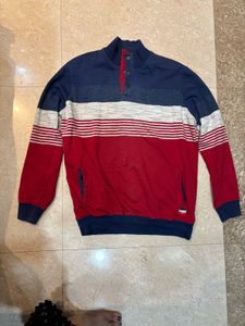 Vintage Striped Mock Neck Pullover