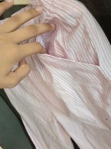 Pink Striped Lounge Pants with Lace Detail