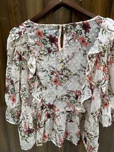 Floral Ruffle Chiffon Blouse – Fig Brand (Size L)