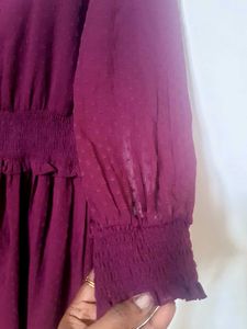 Burgundy Ruffle Midi Dress