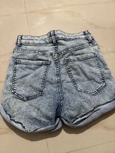 Denim Button-Down Shorts