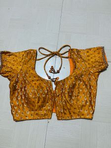 Mustard Brocade Back-Tie Blouse