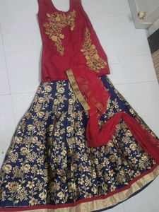 Lehenga Choli Red Navy Blue
