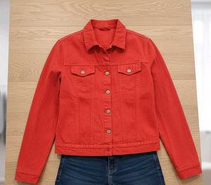 Red Denim Jacket - Stylish & Trendy