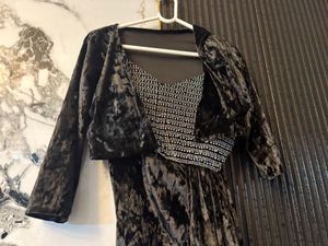 Glamorous Velvet Sequin Evening Gown