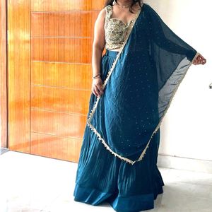 🔥 Designer Blue Lahenga 🔥