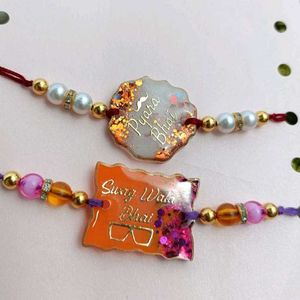 Handmade Bhai Rakhi Set | Couple Customized |Resin