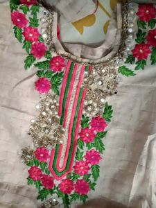 Silk Kurta And Pant Suit With Pure Shiffon Dupatta