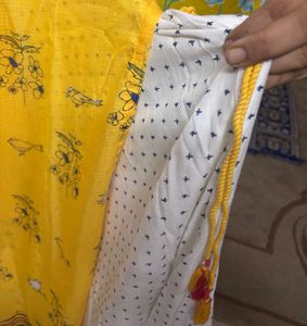 Biba Brand Kota Two Piece Yellow Printed Kurta