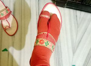 Floral Ethnic Flats/1 time wear only