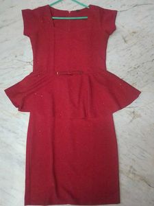 Chic Red Peplum Dress