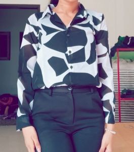 Chic Black & White Print Top