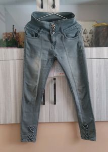 Women Designer High Rise Jeans | Grey | Stretchabl