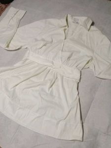 Soft White Peplum Top with Structured Waist✨