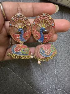 Peacock Jhumka Earrings