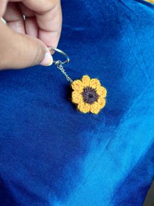 Crochet sunflower keychain and bag charm