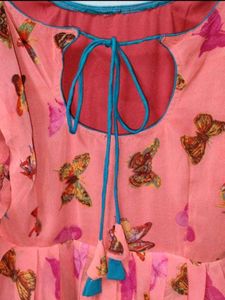 Pink Butterfly Print Dress