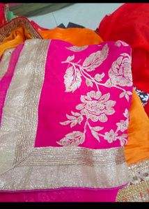 Elegant Pink Floral Saree