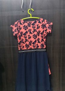 dark pink middy with navy blue on bottom