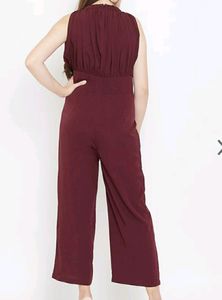 Burgundy Solid Basic Jumpsuit