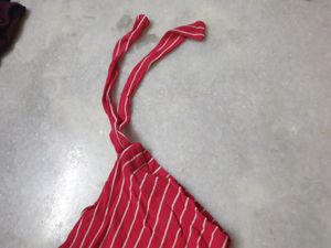 Striped Bodycon Top With Belts On Sleeves