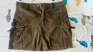 Corduroy Cargo Mini Skirt