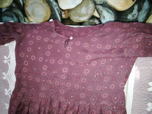 Maroon Printed Dress