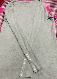 grey long buttoned Shrug