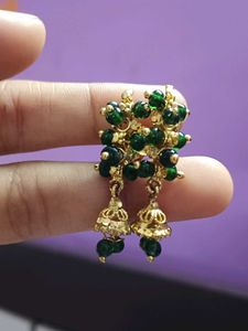 Green Jhumka Earrings