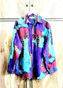 Purple Printed Shirt Size-44
