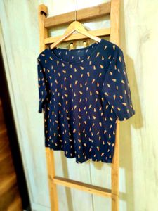 Black Printed Cotton Top Size-36