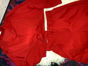 Red Crop Blazer and Pant Co-ord Set