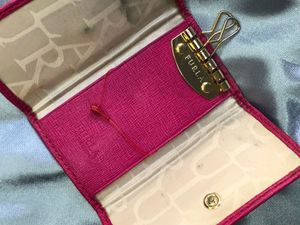 Furla Pink Leather Key Holder Authentic