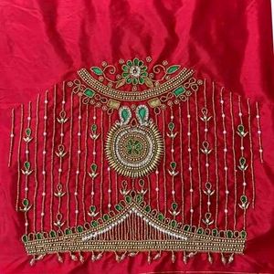 💥 Beautiful Maggam Work Red Blouse Piece