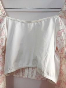 Floral Corset Blouse with Lace &amp; Puff Sleeves