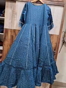 Blue Anarkali Embroidered Maxi Dress