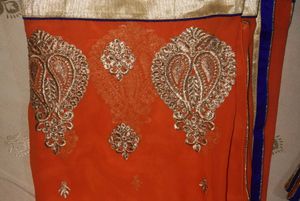 Orange Embroidered Saree