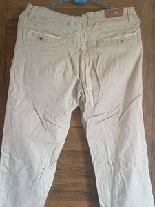 Beige Patterned Casual Pants