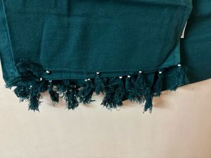 Plain Dark Green Cotton Dupatta