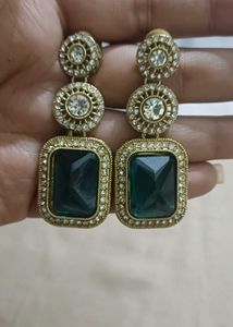Emerald Stone Drop Earrings