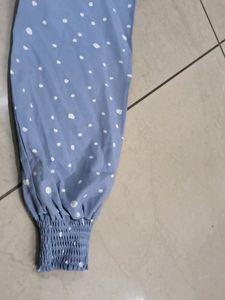 Blue Polka Dot  Top With Smocked Detailing And Empire Sleeves . No Damage. Size -S35