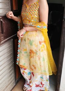 Plazzo Blouse With Shurg Orignal Mirror Work