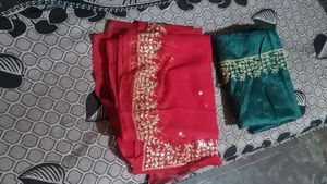 Elegant Red Saree with Gold Embroidery