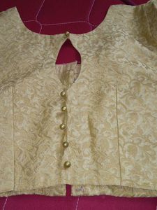 Gold Silk Blouse With Neck Buttons