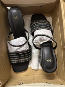 Brand New Wforwoman Black Heeled Sandals Size 5.5