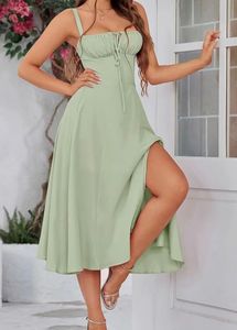 Zipper &amp; Knot Lime Slit Dress ♥️