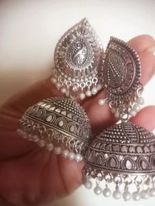 Silver Jhumka Earrings