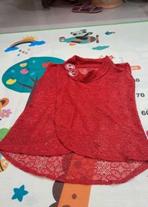 Red Color  Net Top And Shrug.