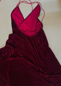Shein Velvet Front High Slit Backless Maxi Gown