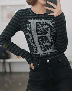 &#34;E&#34; letter  Aesthetic  Vintage Striped Top